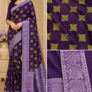 Purple Lycra Bandhani Style Saree with Patola Border – VIANGA