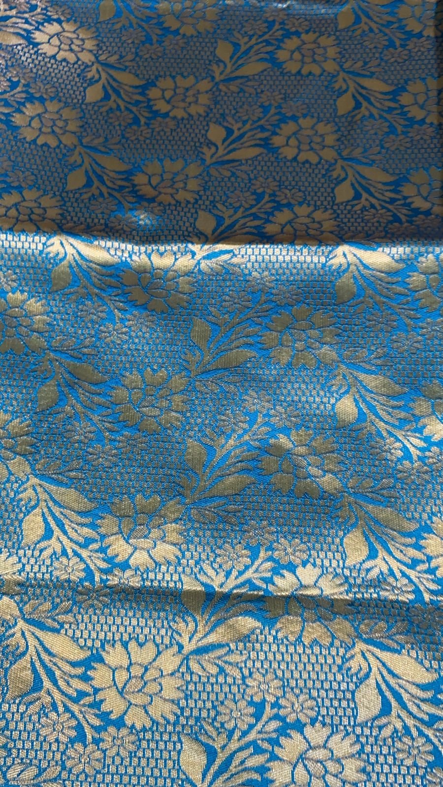 Royal Blue Golden Zari Floral and Diamond Design Saree – VIANGA