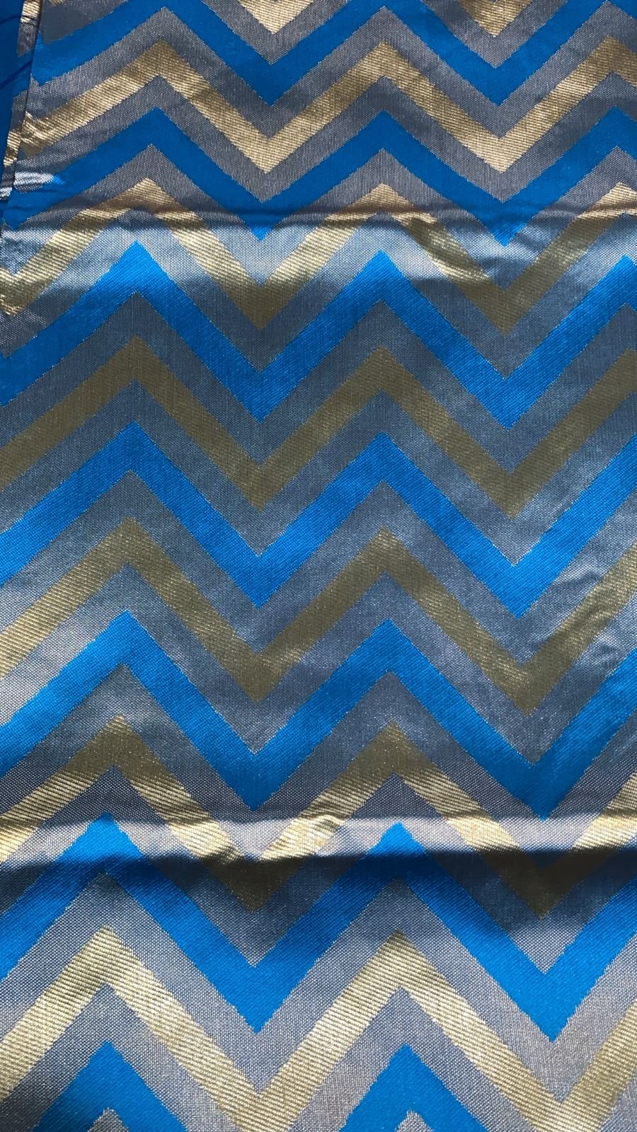 Royal Blue Metallic Zari Chevron and Floral Design Saree – VIANGA
