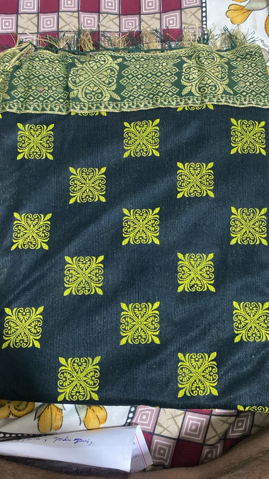 Black Lycra Bandhani Style Saree with Patola Border – VIANGA