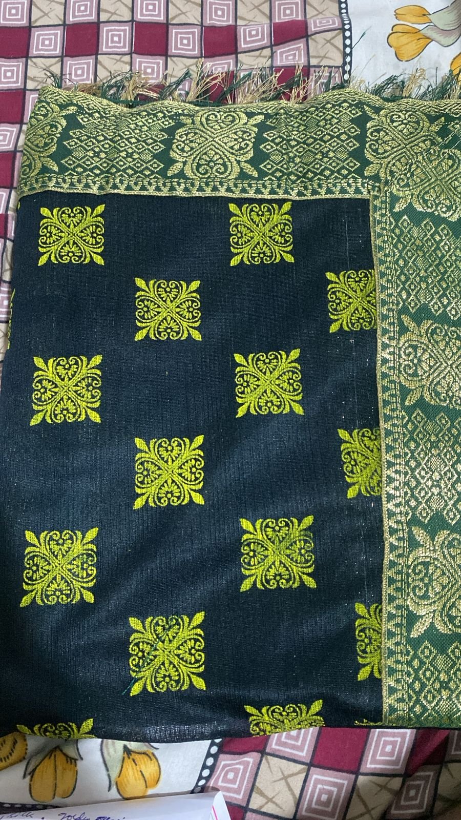 Black Lycra Bandhani Style Saree with Patola Border – VIANGA