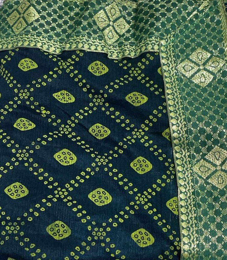 Black Lycra Bandhani Jaal Saree with Patola Border – VIANGA